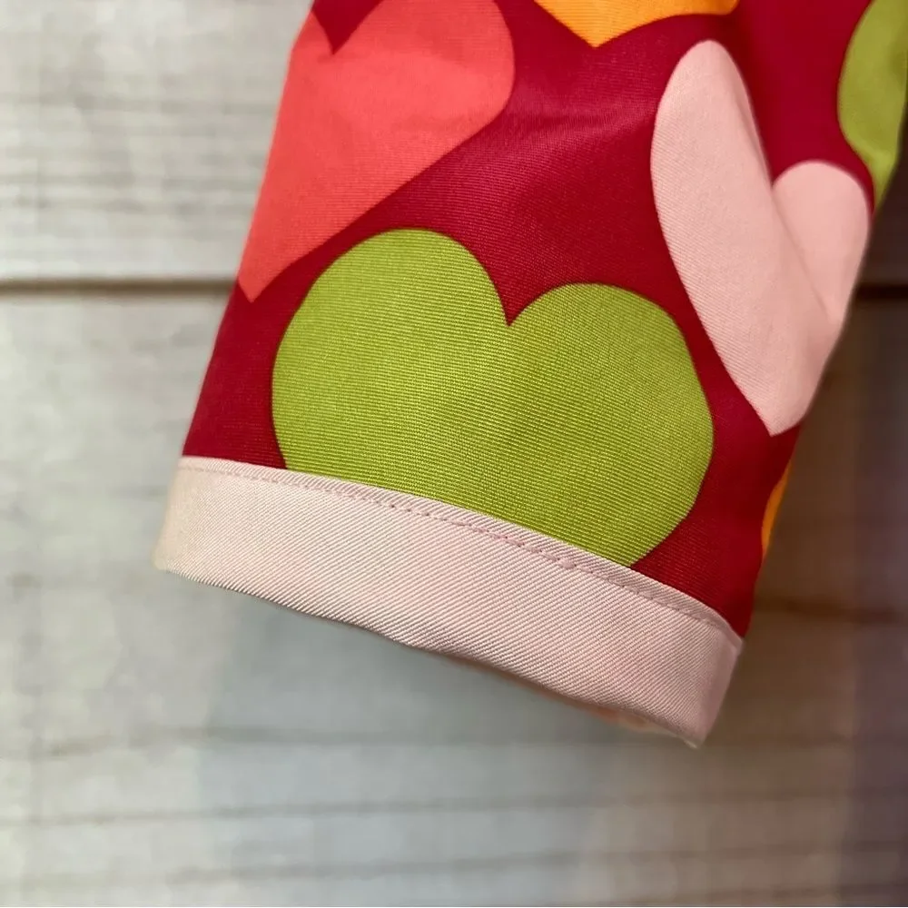 Girls Gymboree Lined Raincoat/Rain Jacket Hearts Velcro Raspberry  Pink 5-6